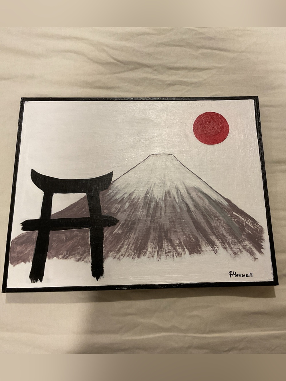 Painting Original Japan Inspired J Maxwell 11 x 14 Cradled Wood Panel